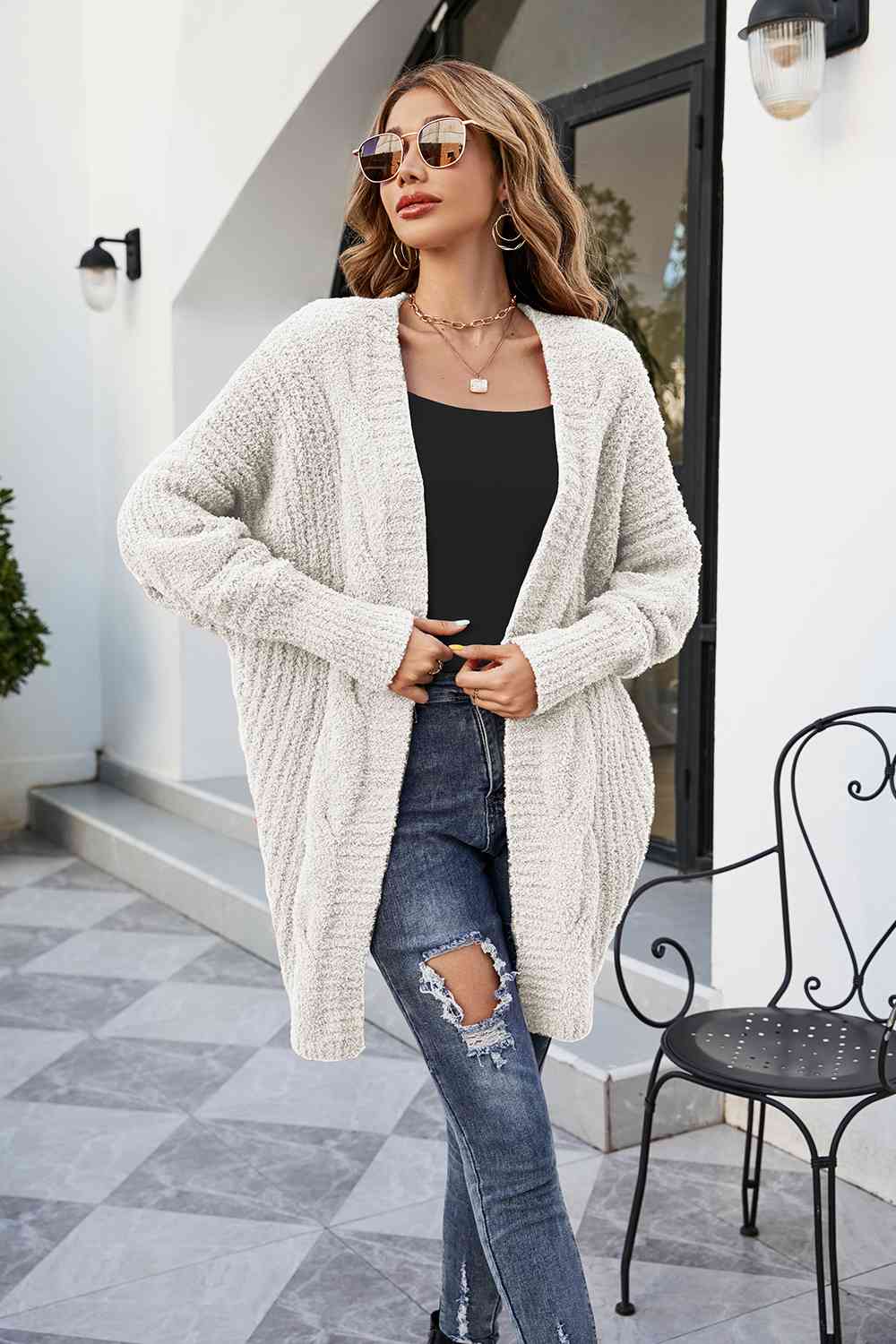 Open Front Dolman Sleeve Cardigan BLUE ZONE PLANET