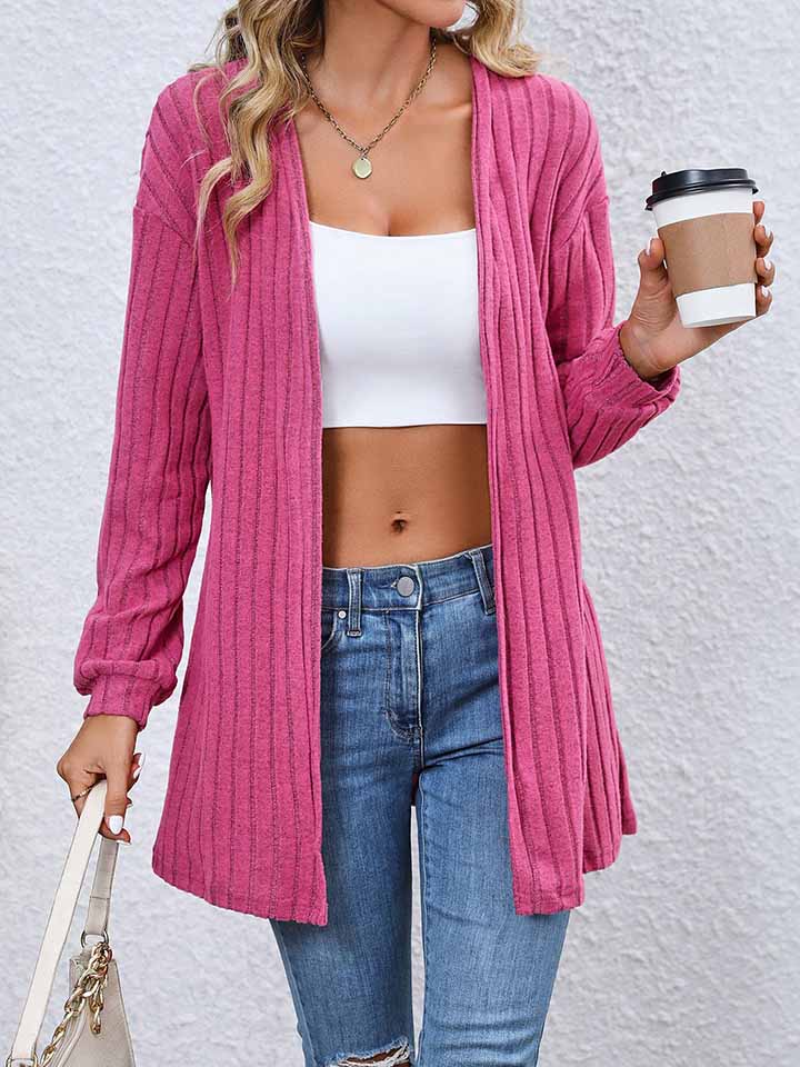 Open Front Dropped Shoulder Cardigan BLUE ZONE PLANET