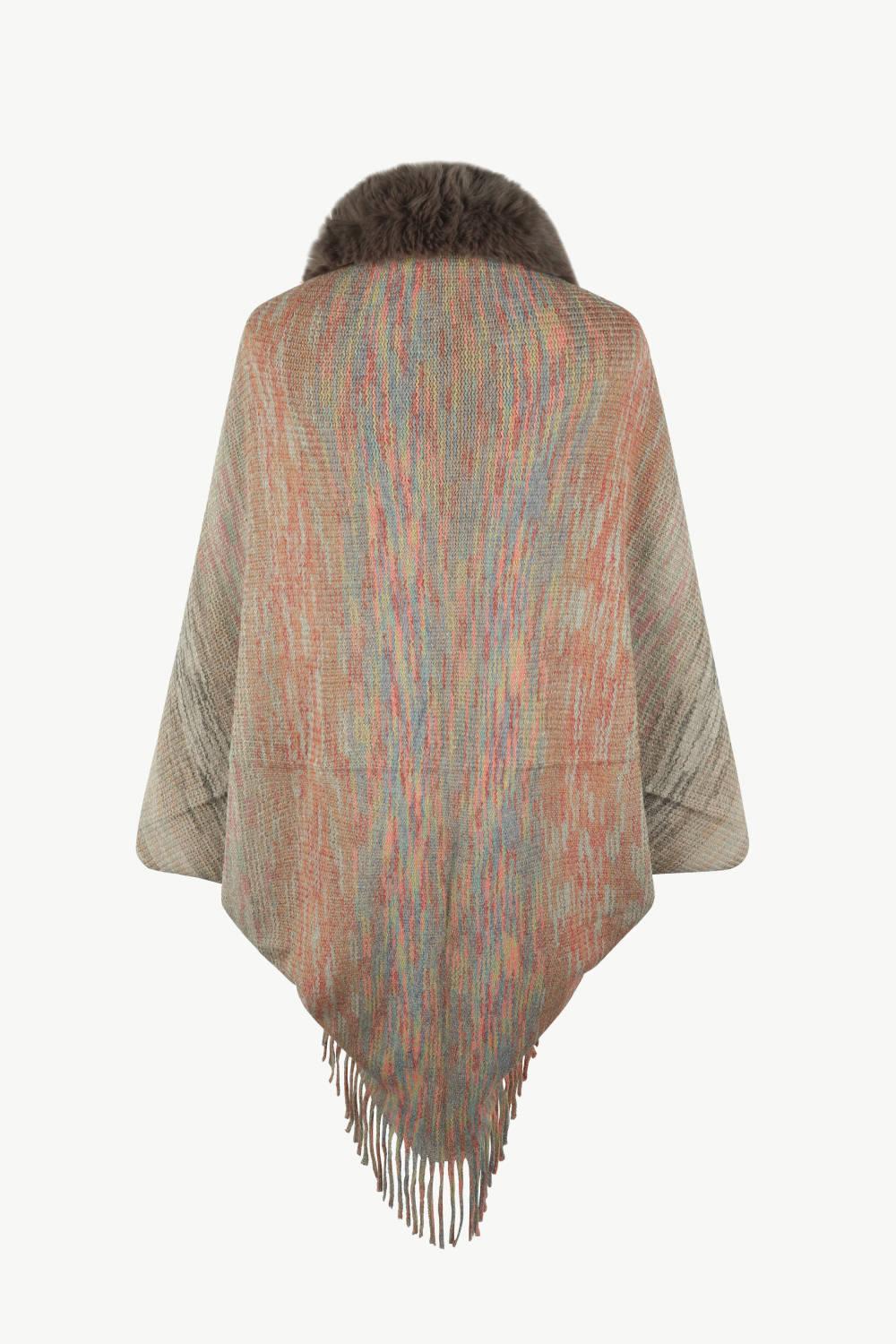 Open Front Fringe Hem Poncho BLUE ZONE PLANET