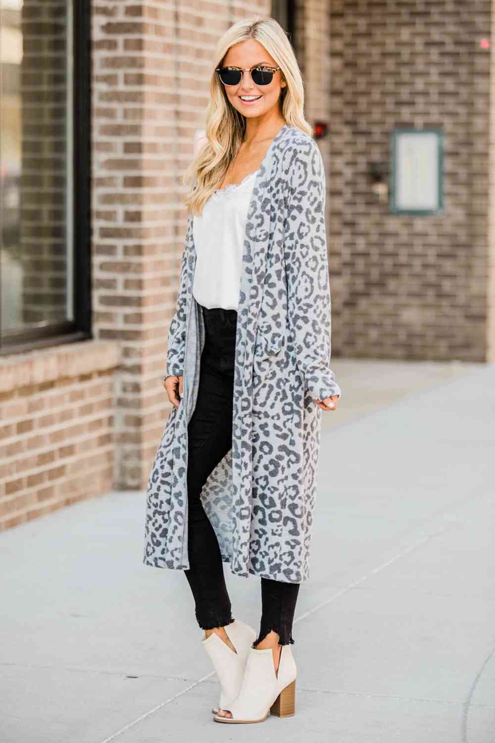 Open Front Leopard Cardigan BLUE ZONE PLANET