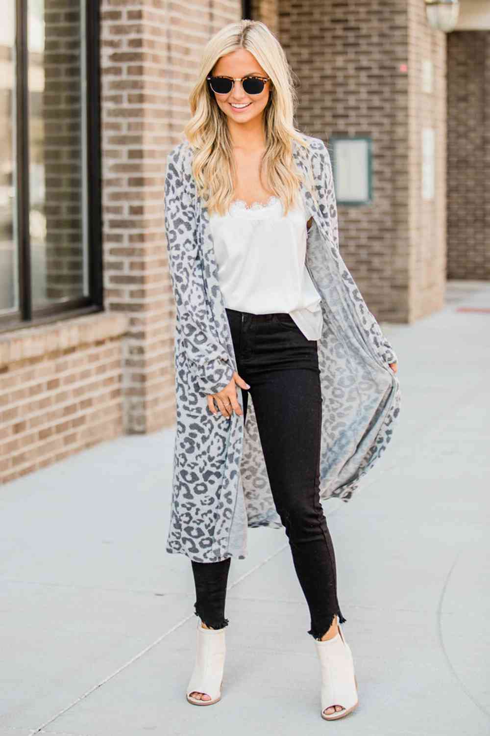 Open Front Leopard Cardigan BLUE ZONE PLANET