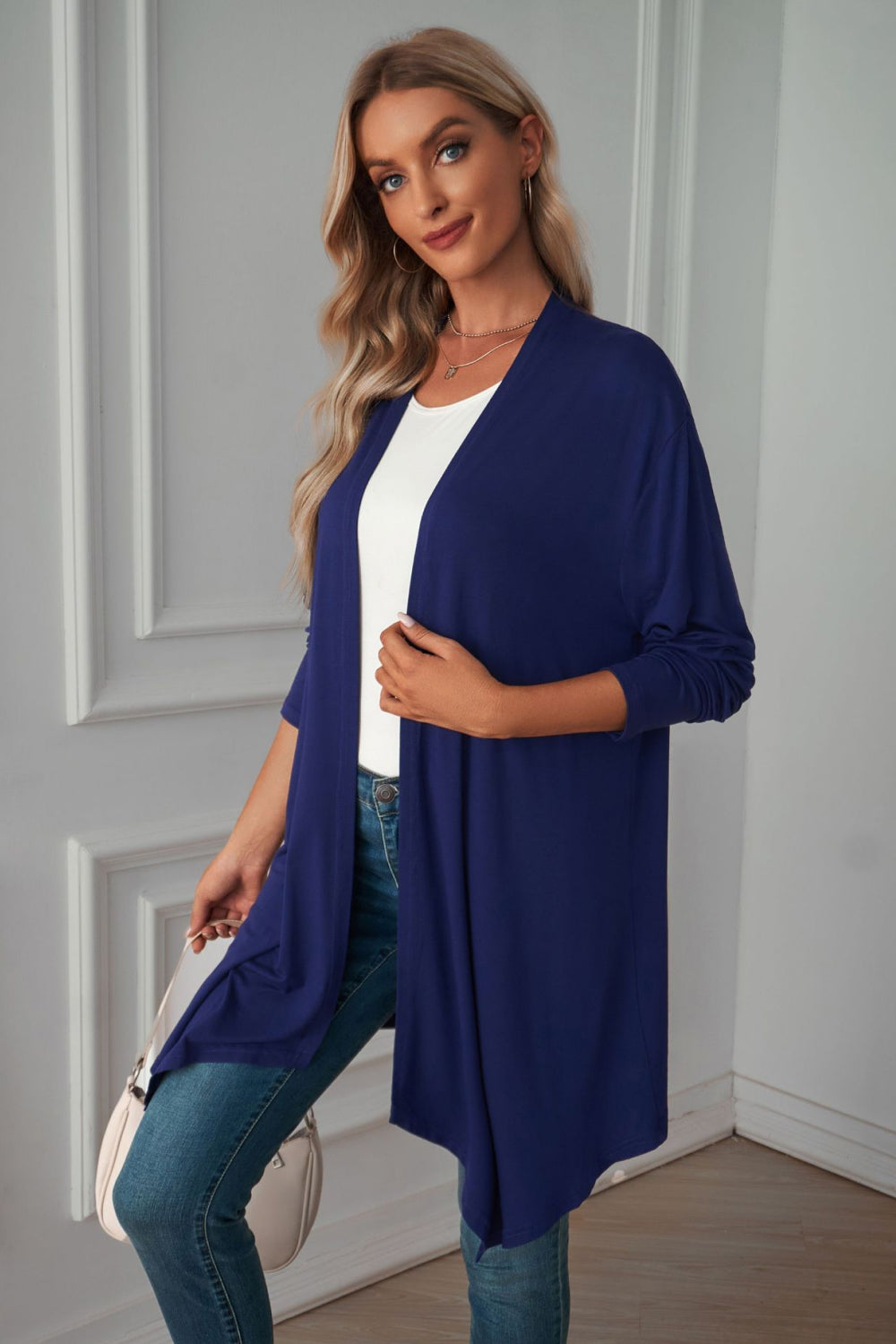 Open Front Long Sleeve Cardigan BLUE ZONE PLANET