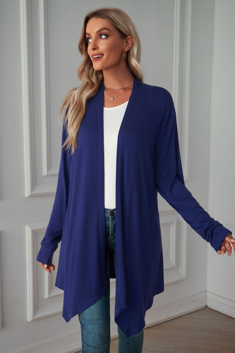 Open Front Long Sleeve Cardigan BLUE ZONE PLANET