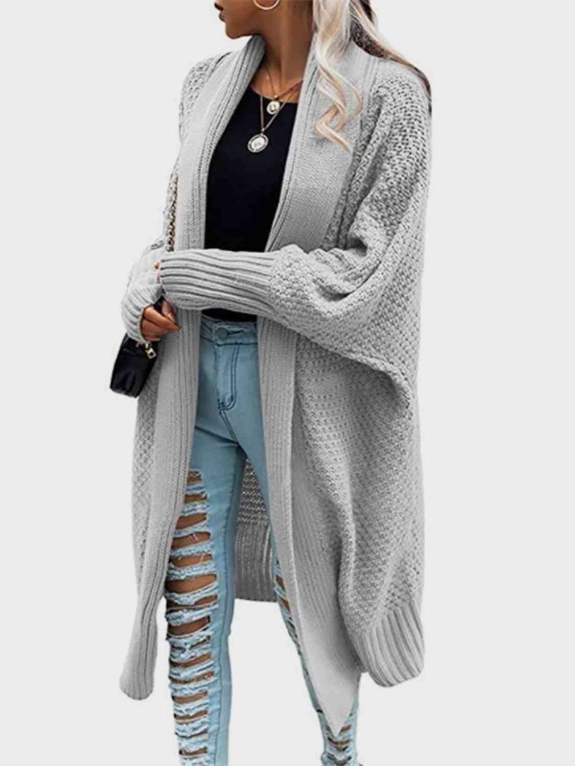 Open Front Long Sleeve Cardigan BLUE ZONE PLANET