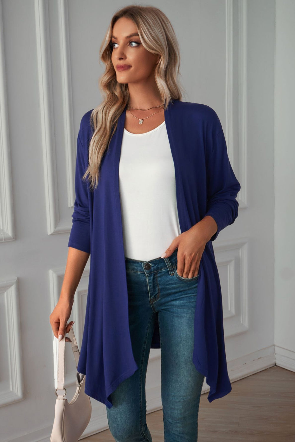 Open Front Long Sleeve Cardigan BLUE ZONE PLANET