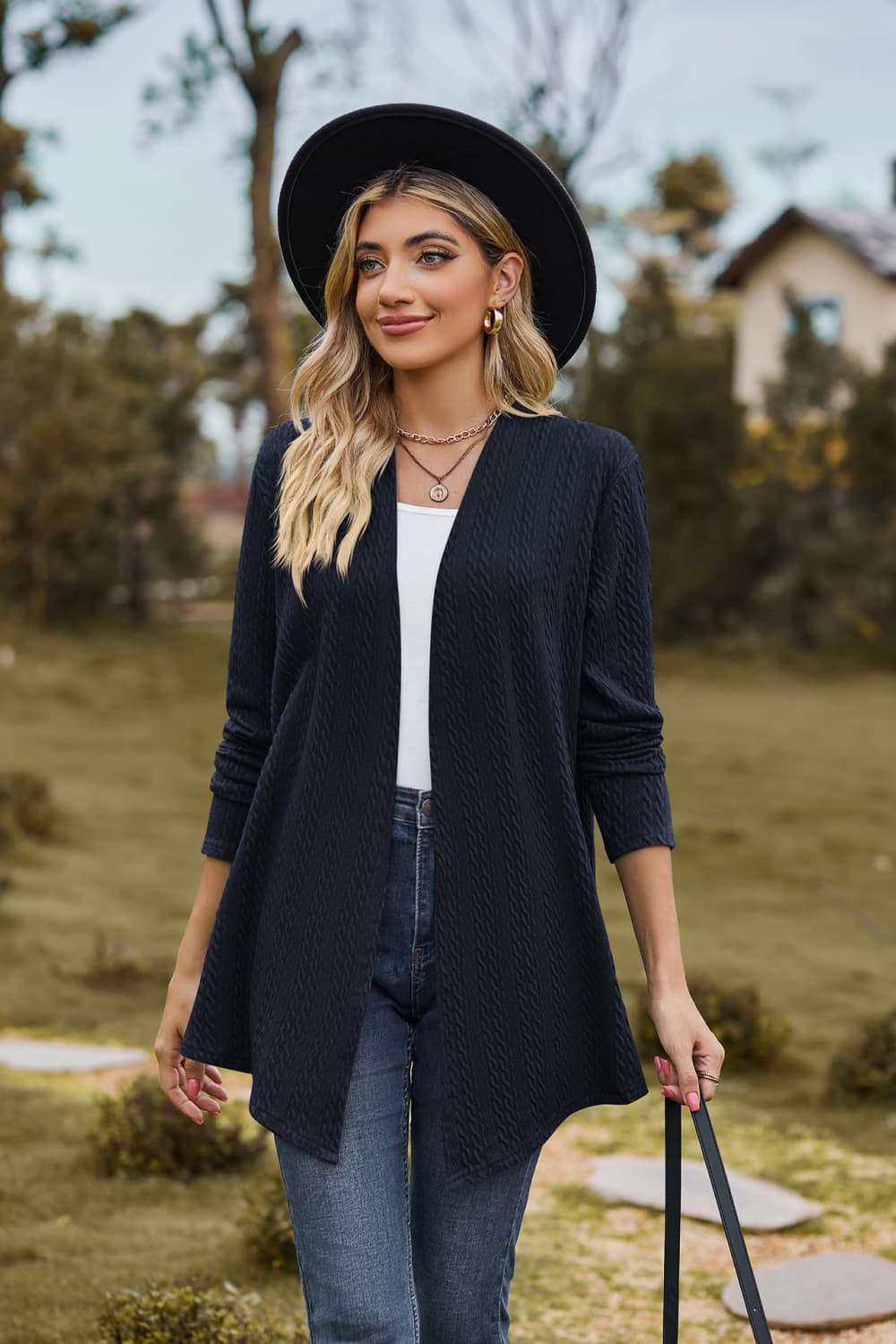 Open Front Long Sleeve Cardigan BLUE ZONE PLANET