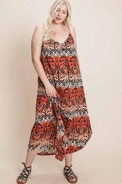 Orange Tie Dye Ombre Cami Maxi Dress Blue Zone Planet