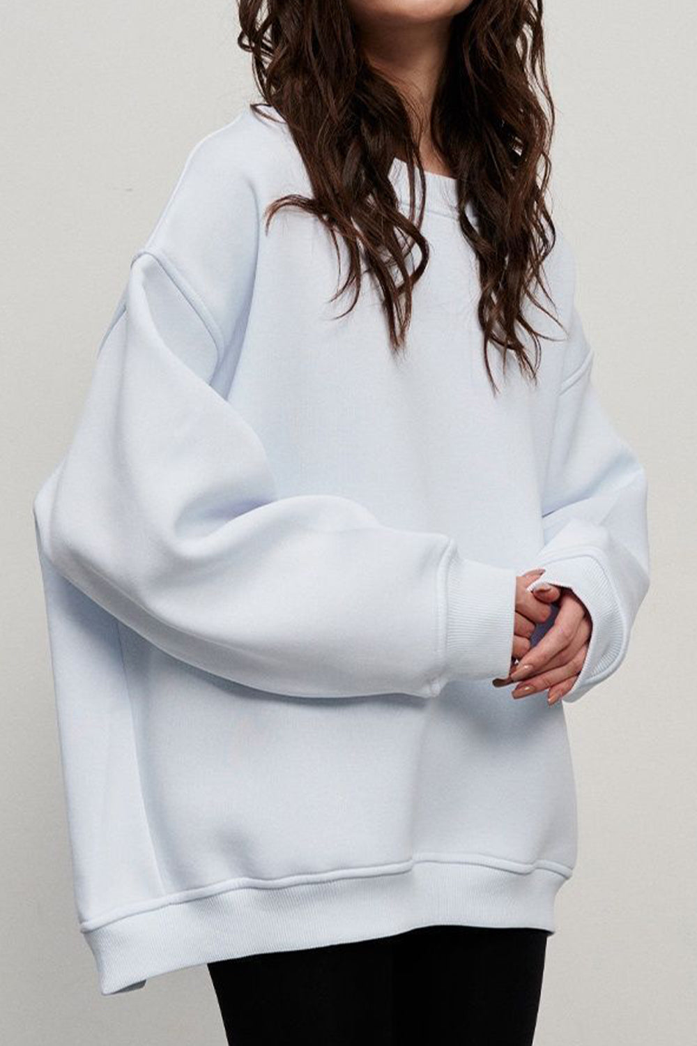 Oversize Round Neck Dropped Shoulder Sweatshirt BLUE ZONE PLANET