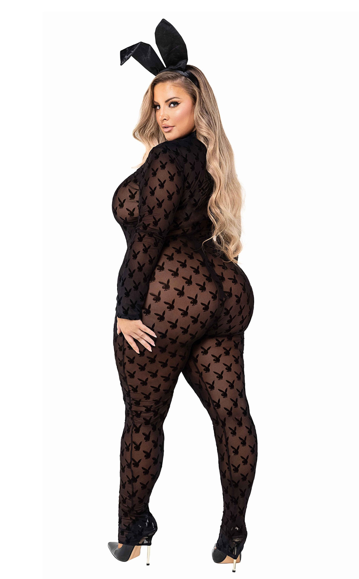 Blue Zone Planet | 2 Piece Sheer Playboy Bunny Bodysuit-TOPS / DRESSES-[Adult]-[Female]-2022 Online Blue Zone Planet