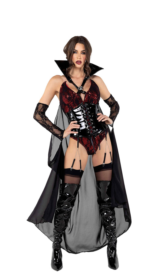 2 Piece Playboy Vampire-Costumes-[Adult]-[Female]-Black/Red-S-2022 Online Blue Zone Planet