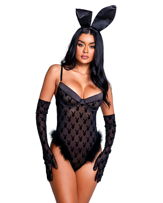 Blue Zone Planet | Playboy Bunny Noir Teddy-LINGERIE-[Adult]-[Female]-Small-Black-2022 Online Blue Zone Planet