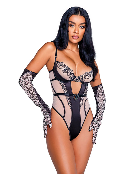 Blue Zone Planet | Playboy Bunny Kiss Teddy-LINGERIE-[Adult]-[Female]-X-Small-Black/Nude-2022 Online Blue Zone Planet