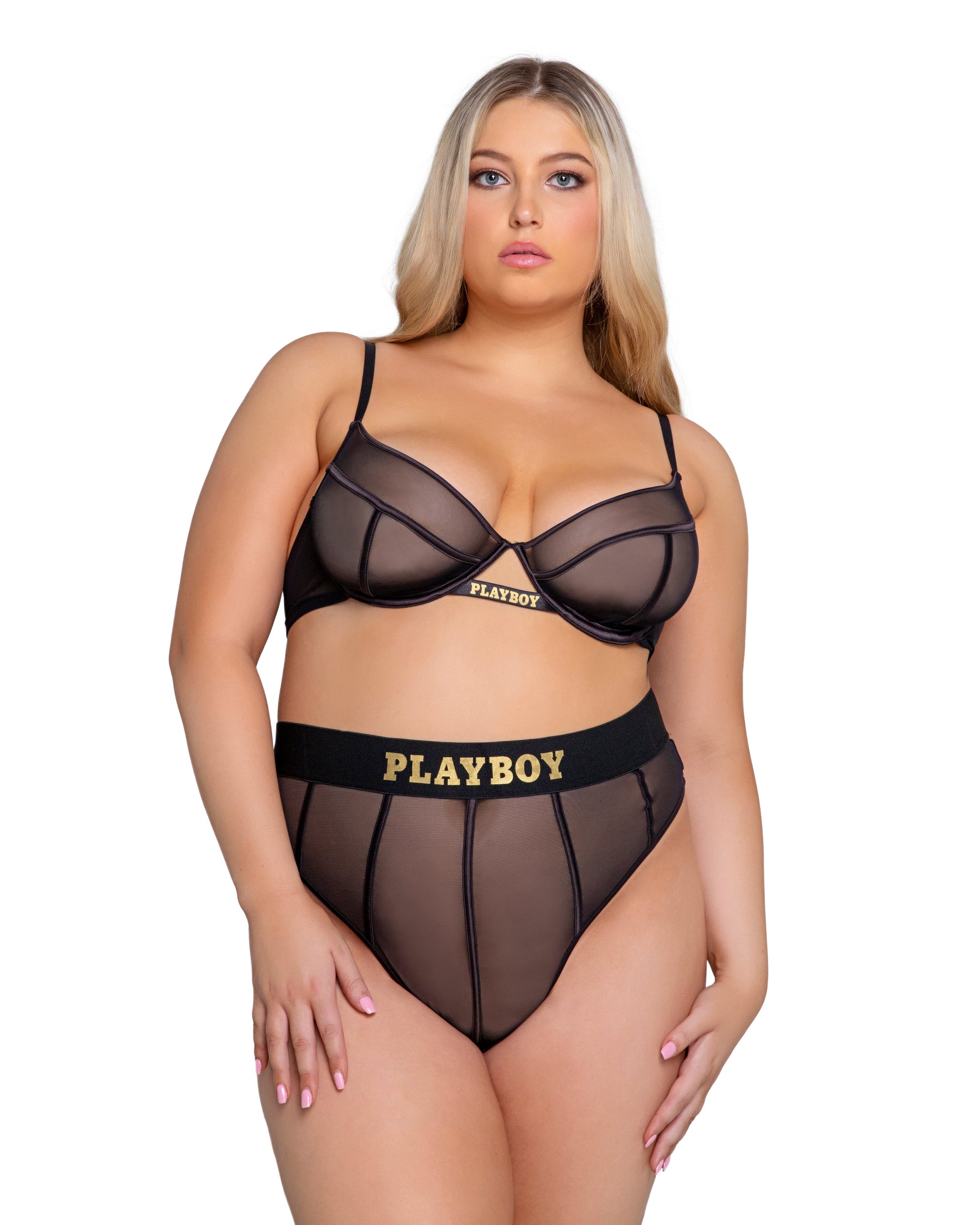 Blue Zone Planet | Playboy Cage 2 Piece Set-[Adult]-[Female]-1X-Black/Gold-2022 Online Blue Zone Planet