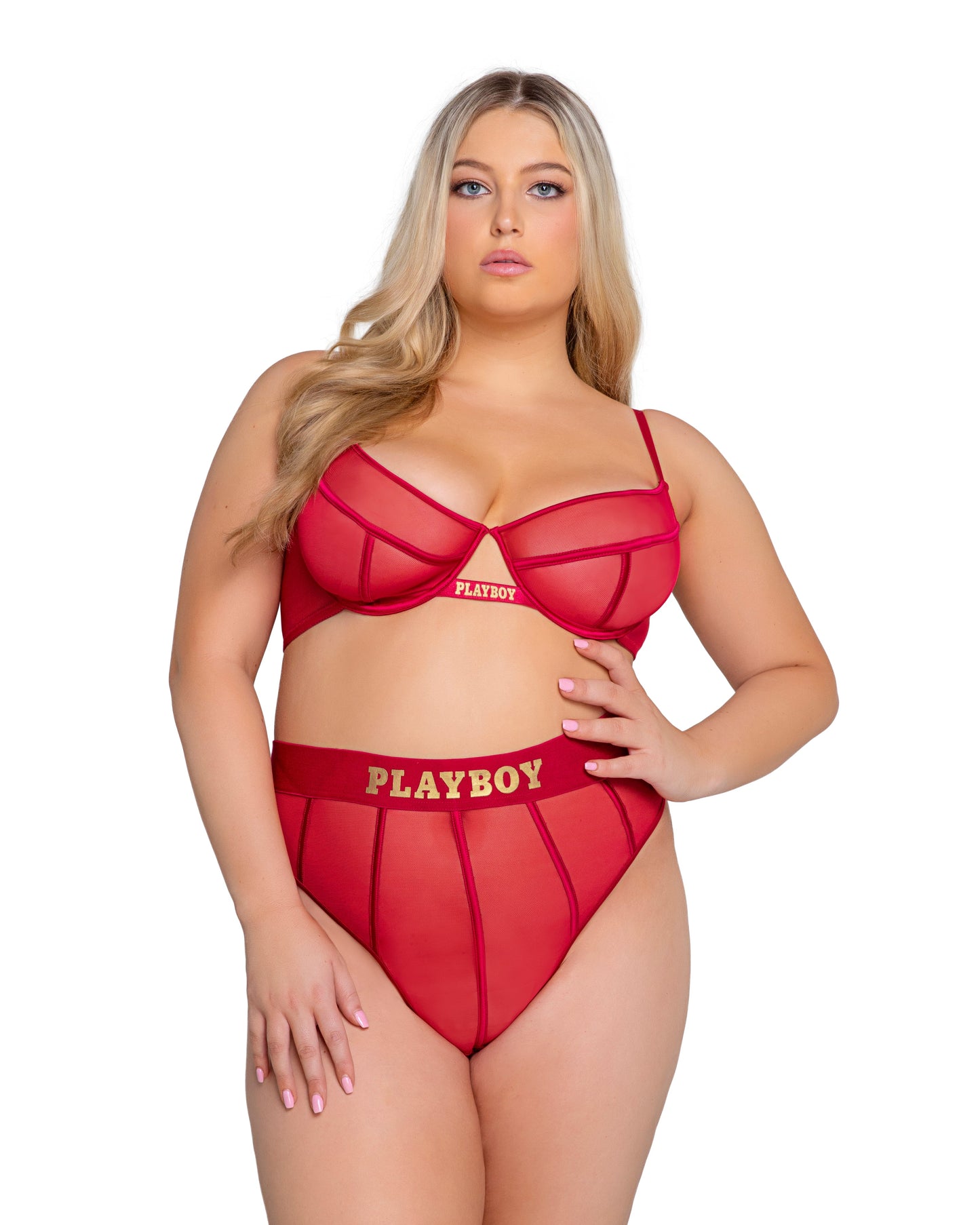 Blue Zone Planet | Playboy Cage 2 Piece Set-[Adult]-[Female]-1X-Burgundy/Gold-2022 Online Blue Zone Planet