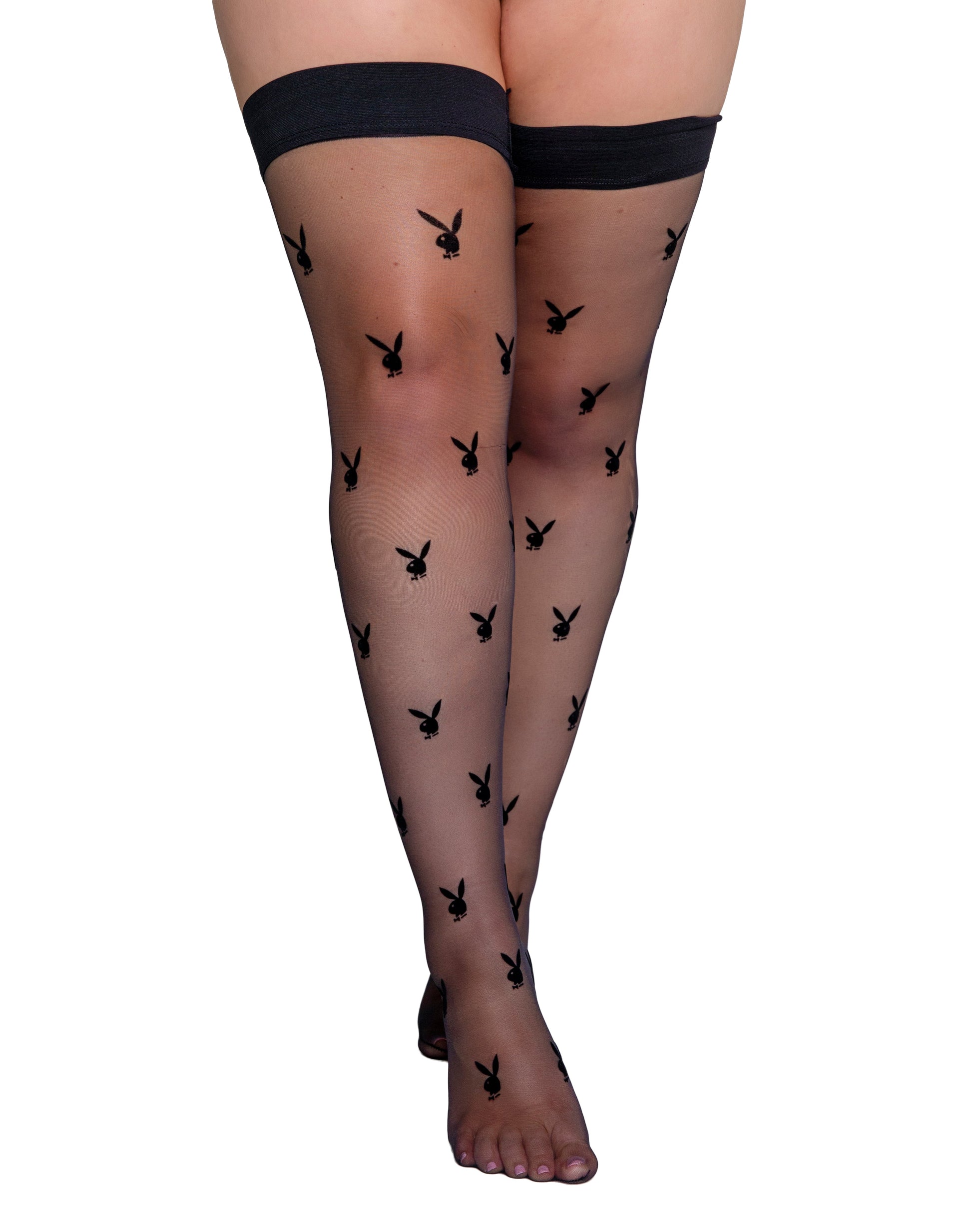 Playboy Bunny Noir Stockings-Lingerie-[Adult]-[Female]-Black-QUEEN SIZE-2022 Online Blue Zone Planet