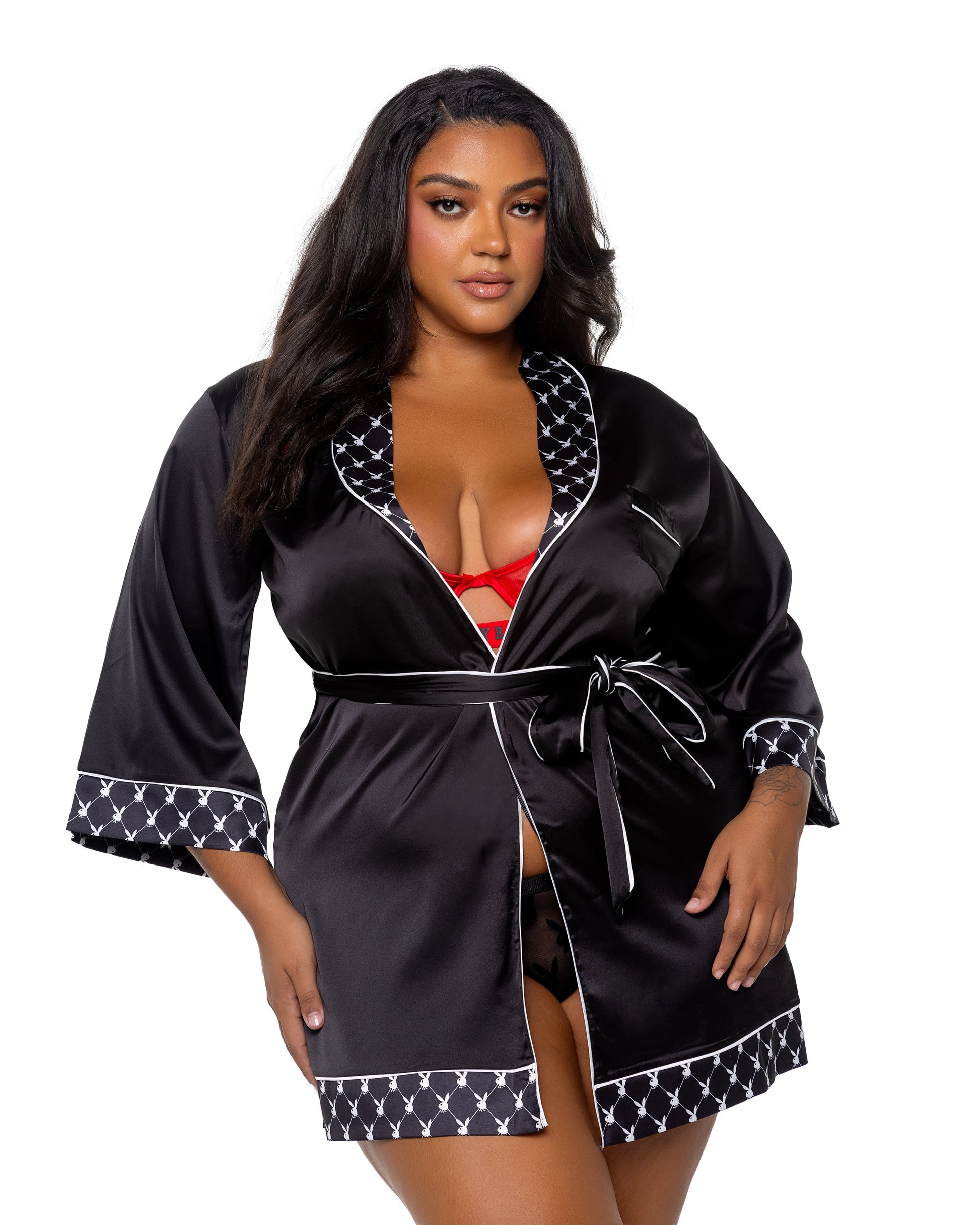 Playboy Bunny Smoke Lounge Robe-Lingerie-[Adult]-[Female]-Black-Queen-2022 Online Blue Zone Planet