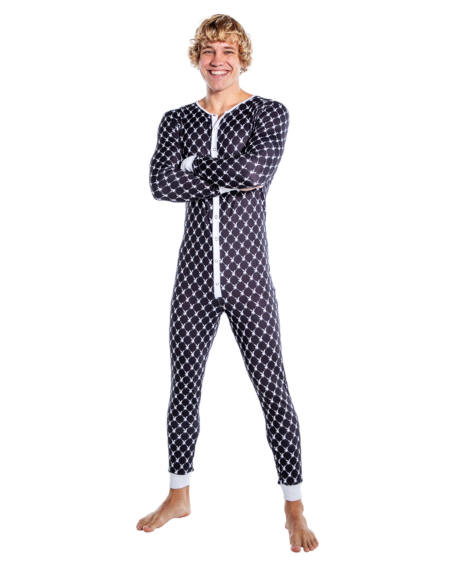 Playboy Mens Bunny Cozy Lounge Union Suit-Lingerie-[Adult]-[Female]-Black-Small-2022 Online Blue Zone Planet