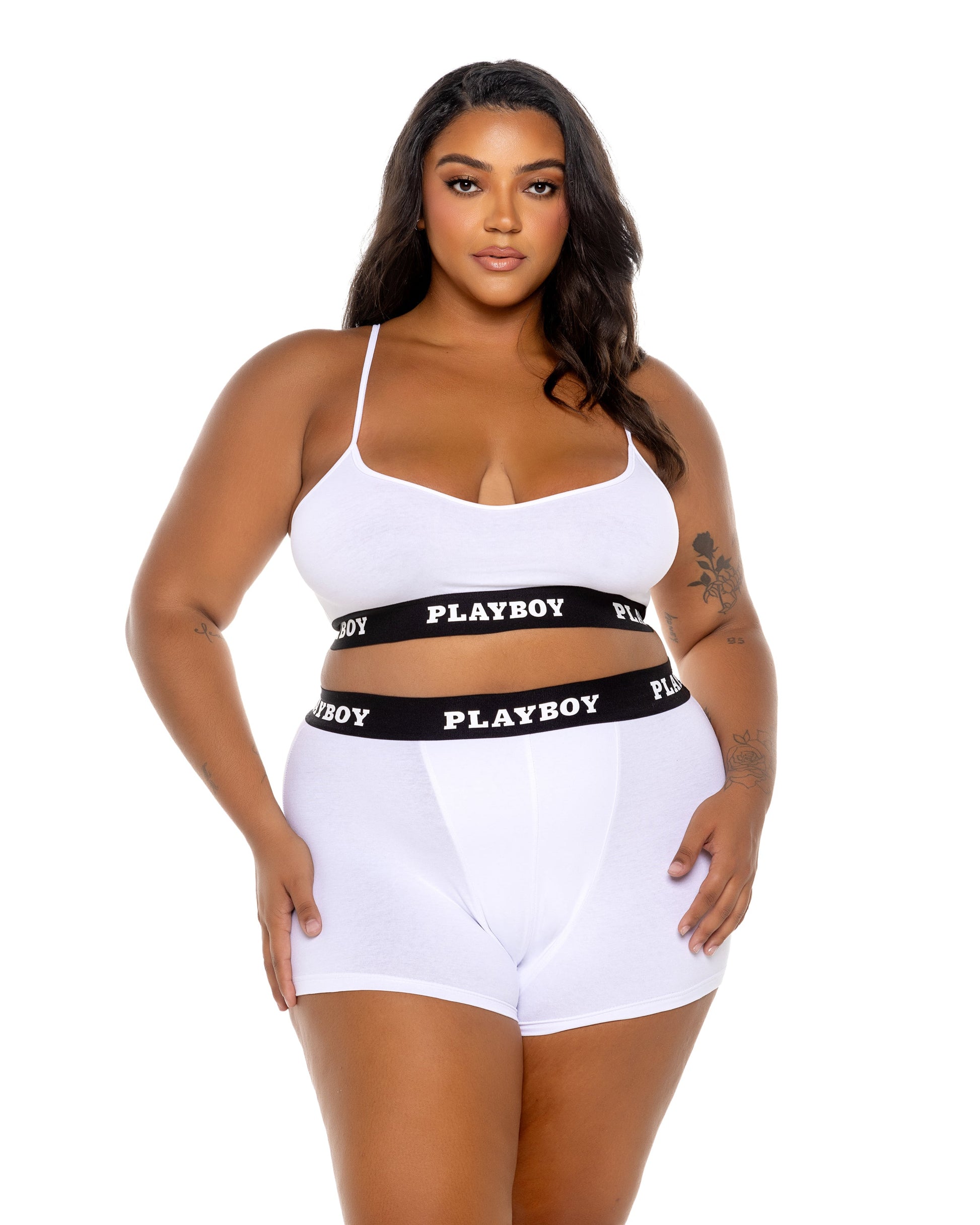 Playboy Bunny Sport Lounge Bralette 2 Piece Set-Lingerie-[Adult]-[Female]-White-1-x-2022 Online Blue Zone Planet