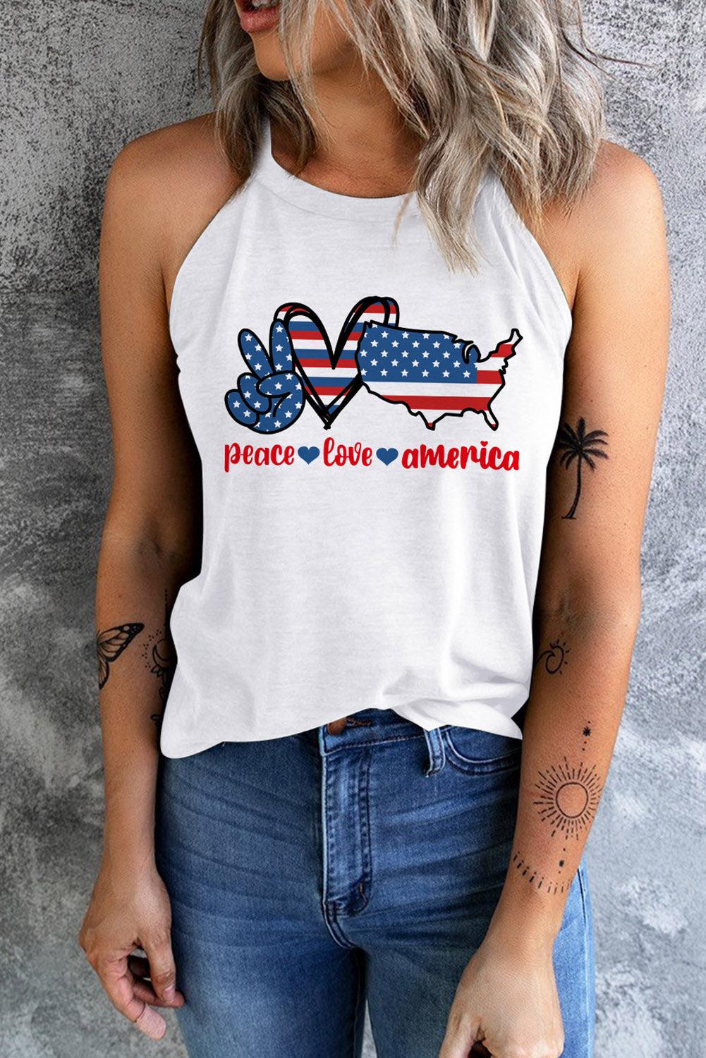 PEACE LOVE AMERICA Graphic Tank BLUE ZONE PLANET