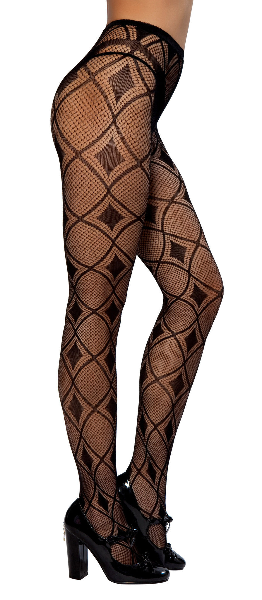 Diamond Print Pantyhose Costume-Accessories-[Adult]-[Female]-As Shown-O/S-2022 Online Blue Zone Planet