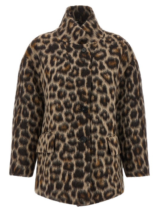 Alberto Biani Animalier Caban-Coats-[Adult]-[Female]-40 IT-Beige-2022 Online Blue Zone Planet