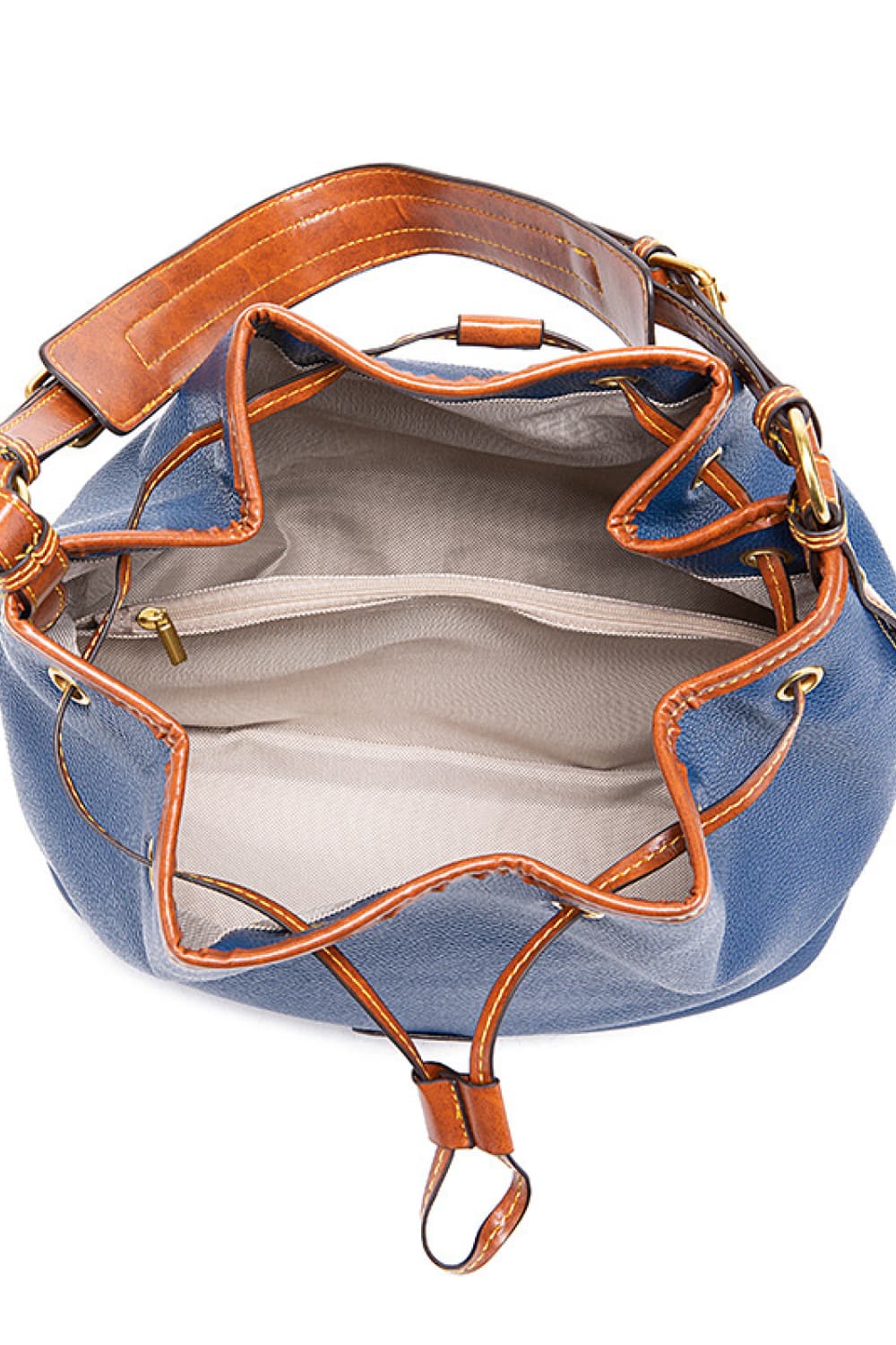 PU Drawstring Bucket Bag BLUE ZONE PLANET