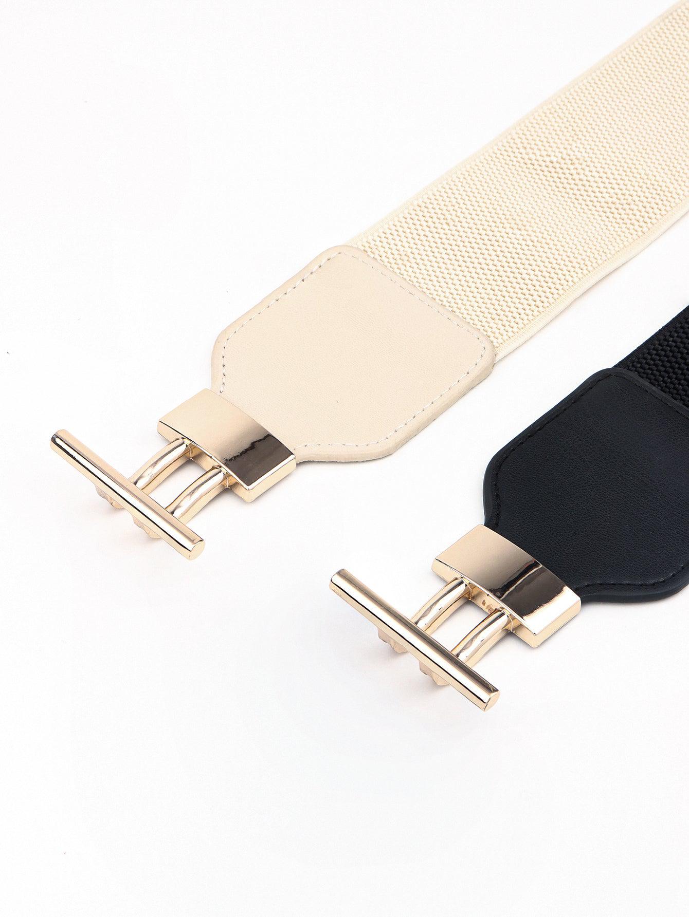 PU Elastic Wide Belt with Alloy Buckle BLUE ZONE PLANET