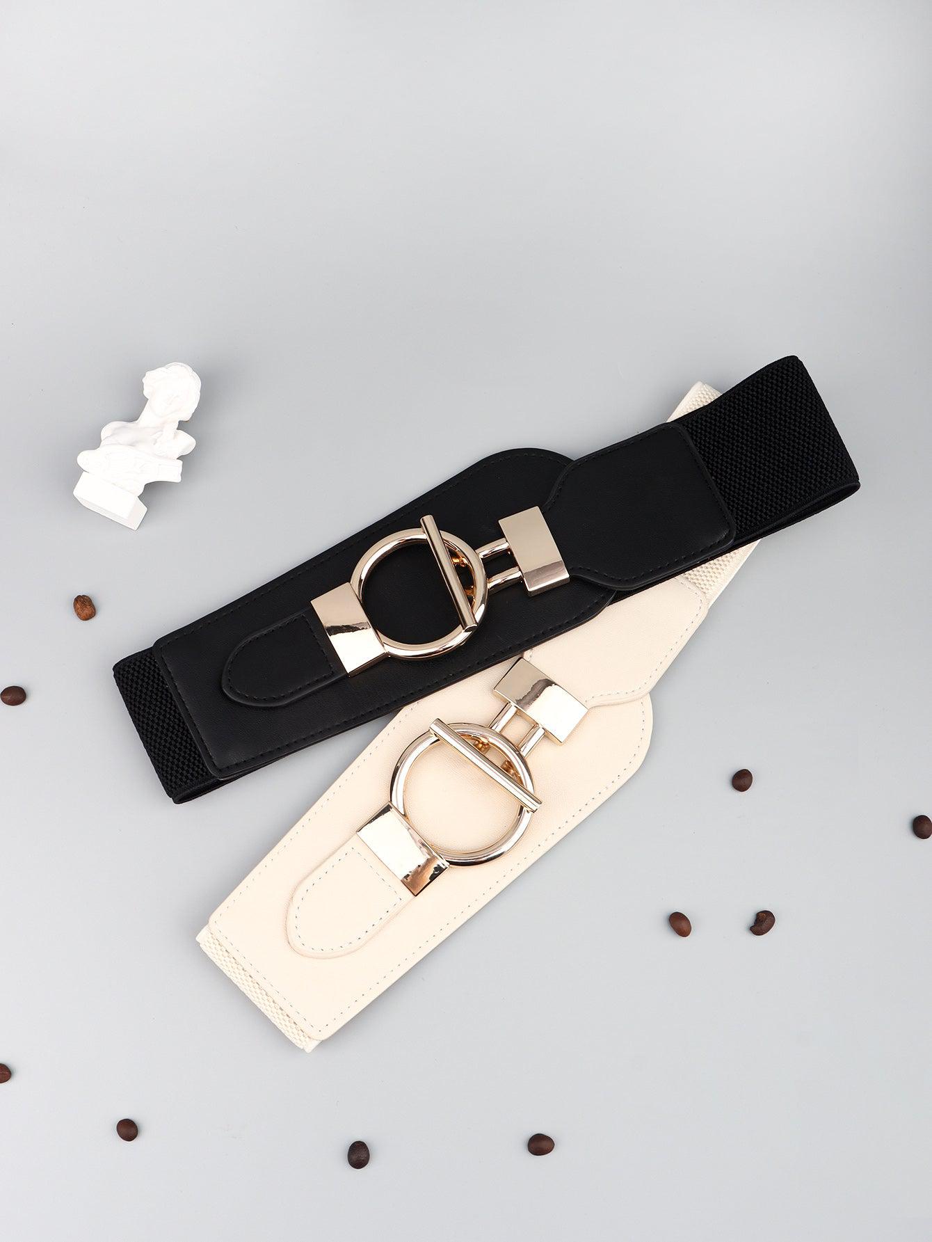 PU Elastic Wide Belt with Alloy Buckle BLUE ZONE PLANET