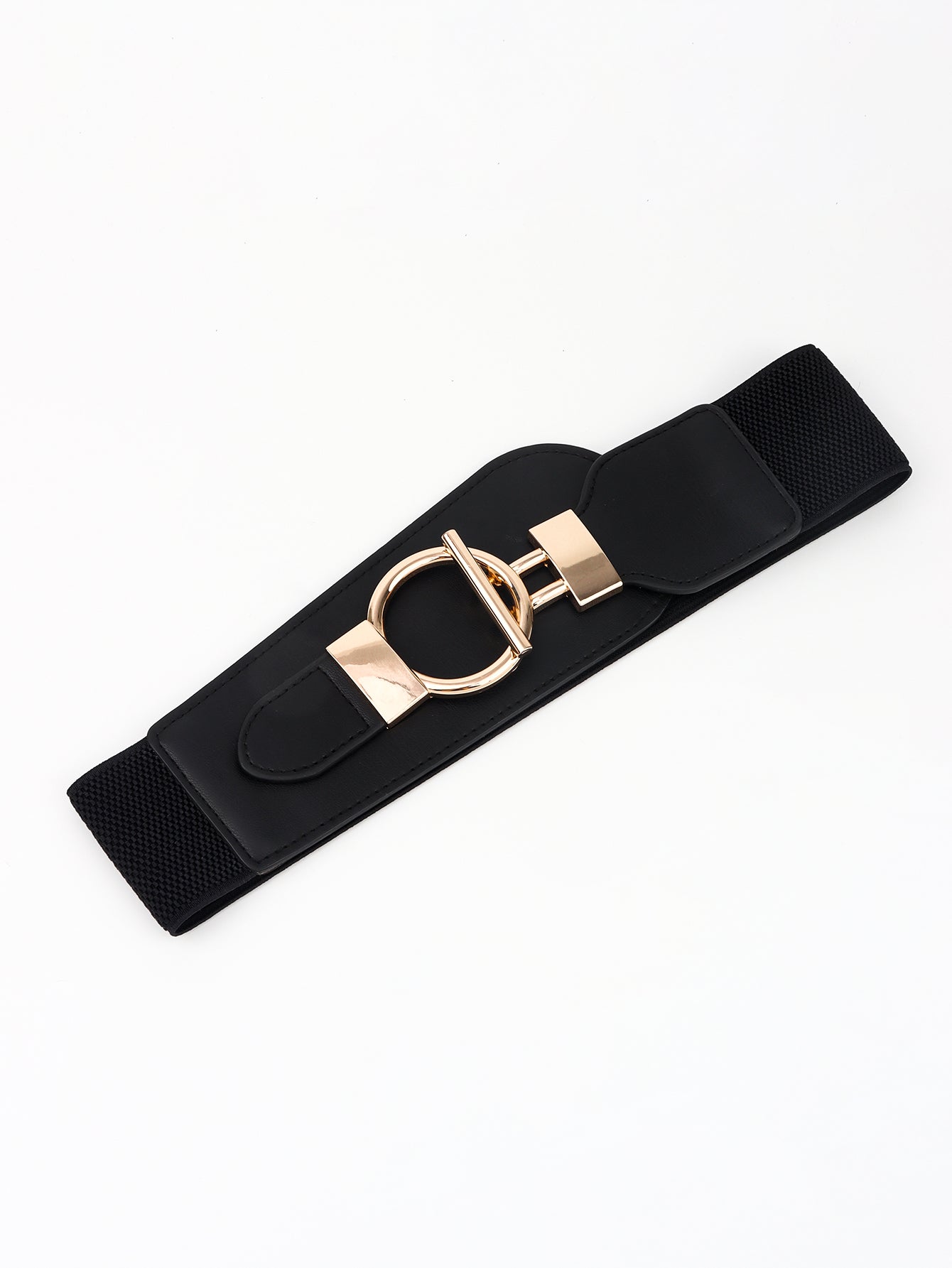 PU Elastic Wide Belt with Alloy Buckle BLUE ZONE PLANET