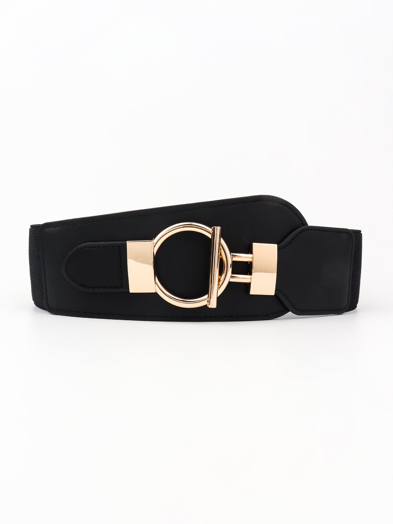 PU Elastic Wide Belt with Alloy Buckle BLUE ZONE PLANET