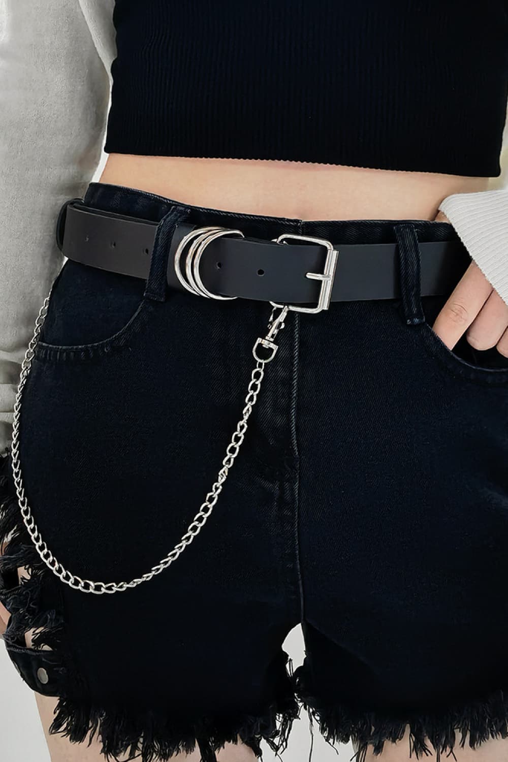 PU Leather Alloy Chain Belt BLUE ZONE PLANET