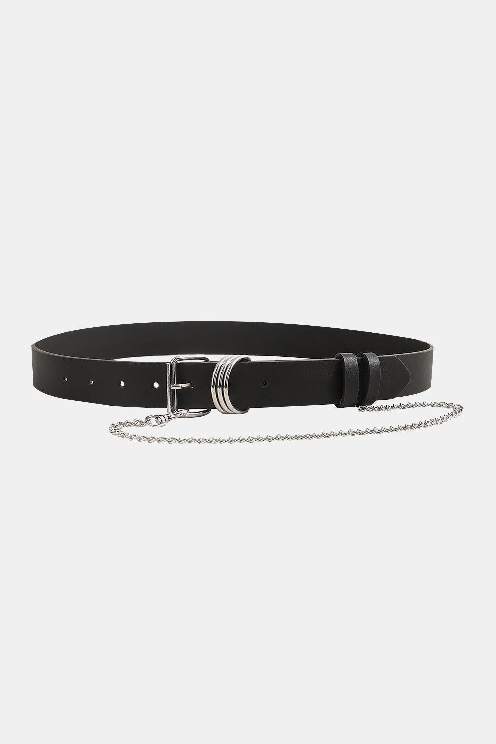 PU Leather Alloy Chain Belt BLUE ZONE PLANET