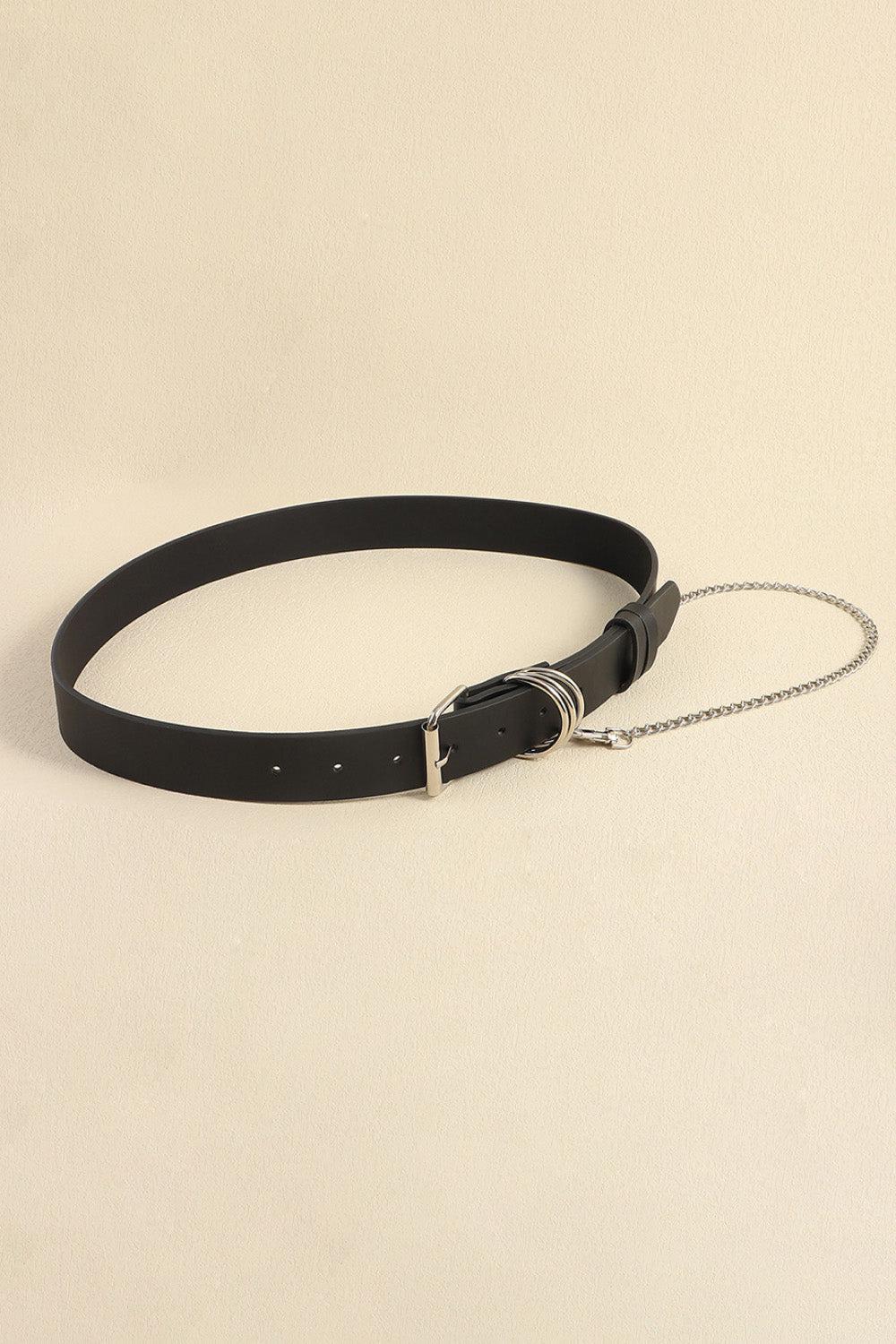 PU Leather Alloy Chain Belt BLUE ZONE PLANET