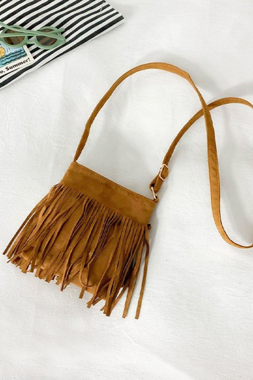 PU Leather Crossbody Bag with Fringe BLUE ZONE PLANET