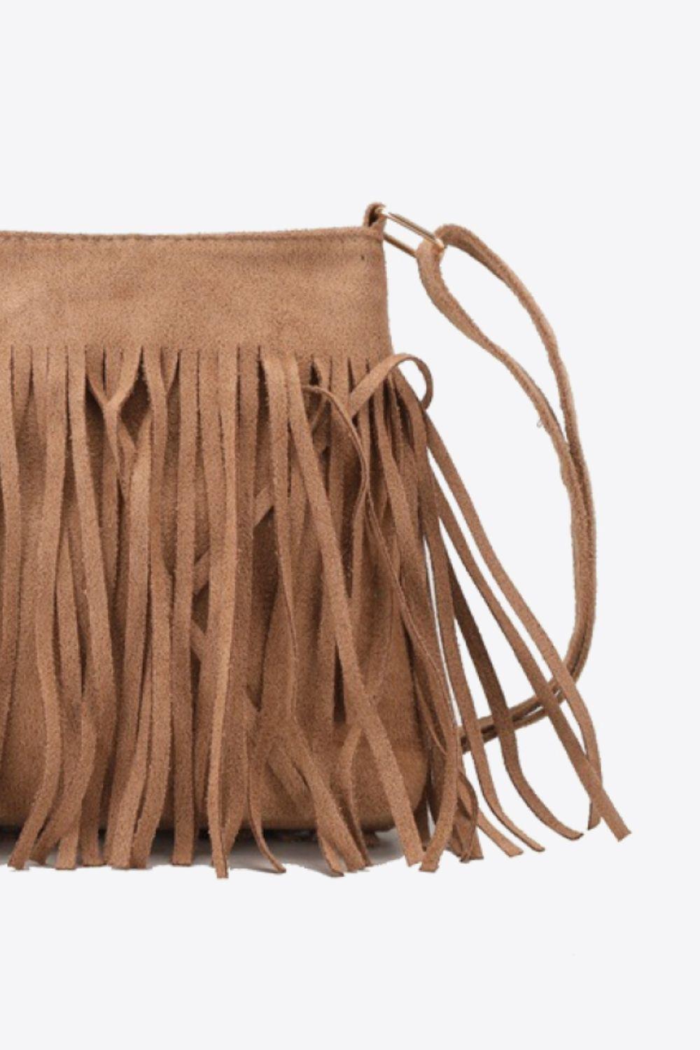 PU Leather Crossbody Bag with Fringe BLUE ZONE PLANET