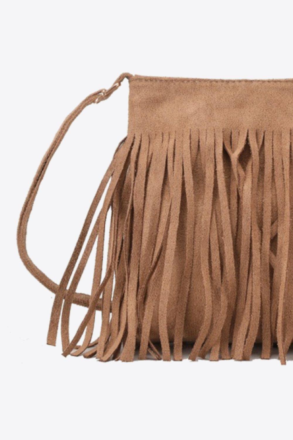 PU Leather Crossbody Bag with Fringe BLUE ZONE PLANET