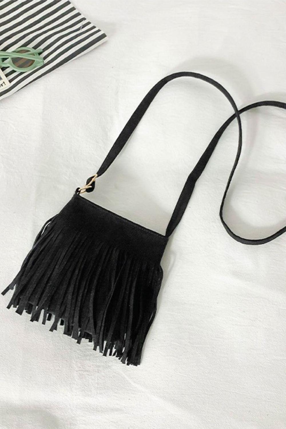 PU Leather Crossbody Bag with Fringe BLUE ZONE PLANET