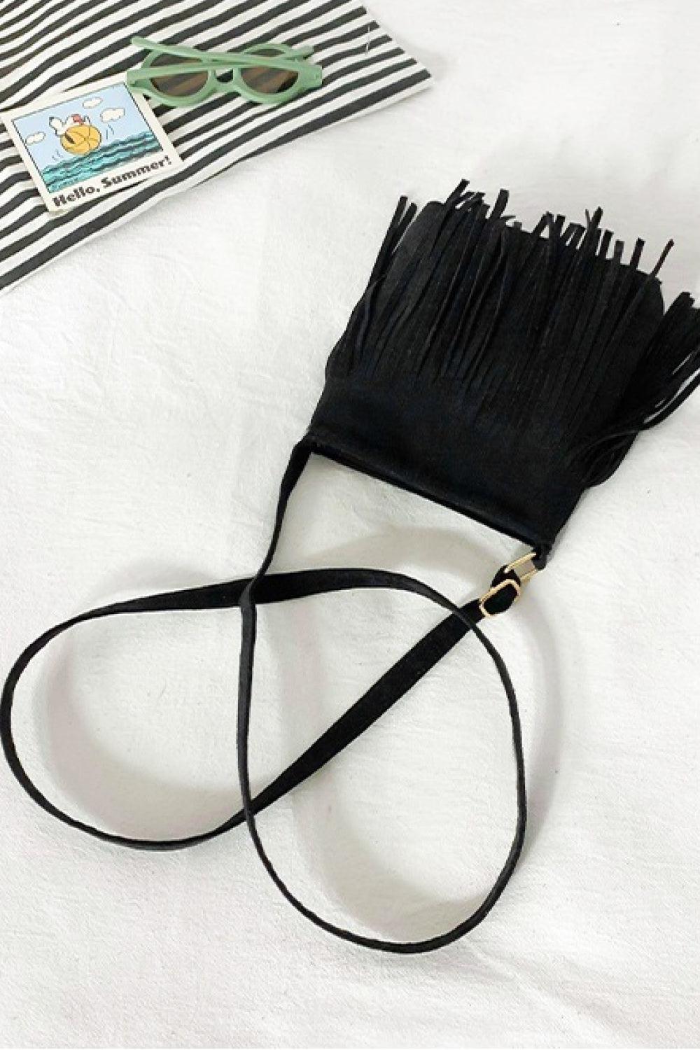 PU Leather Crossbody Bag with Fringe BLUE ZONE PLANET