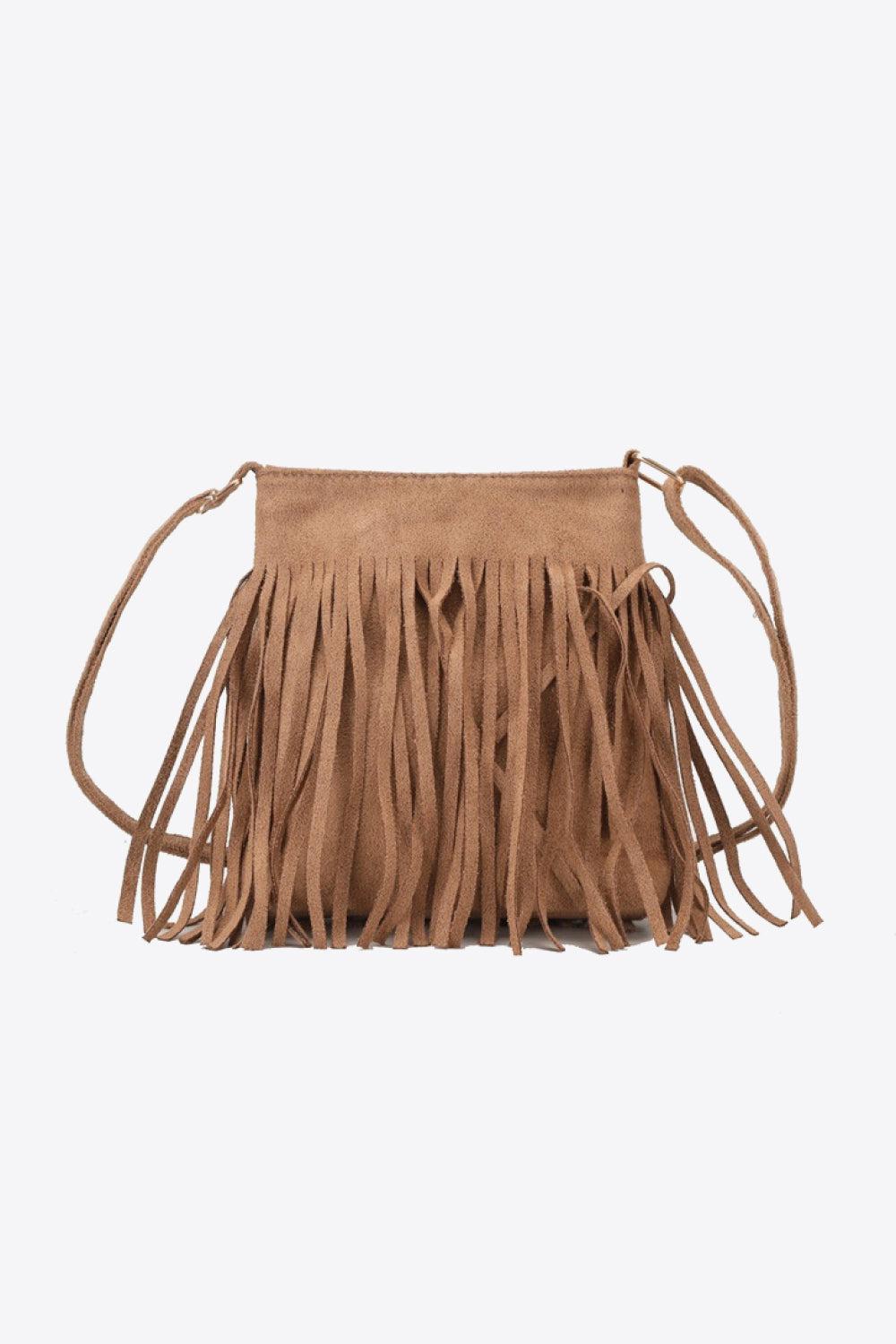 PU Leather Crossbody Bag with Fringe BLUE ZONE PLANET