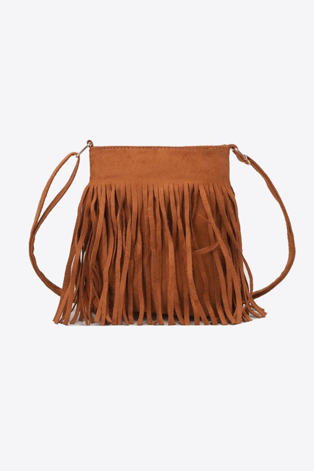 PU Leather Crossbody Bag with Fringe BLUE ZONE PLANET