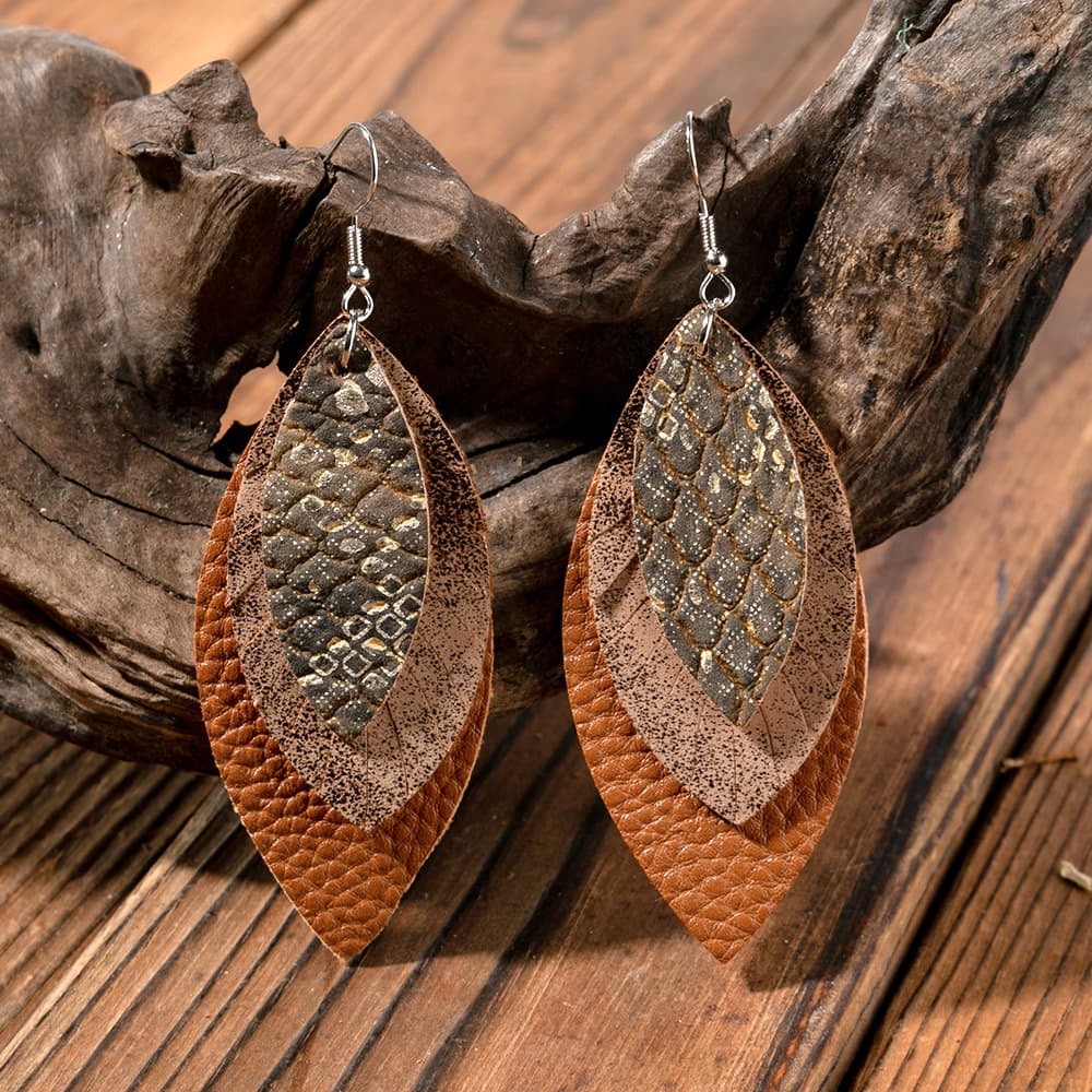 PU Leather Drop Earrings BLUE ZONE PLANET