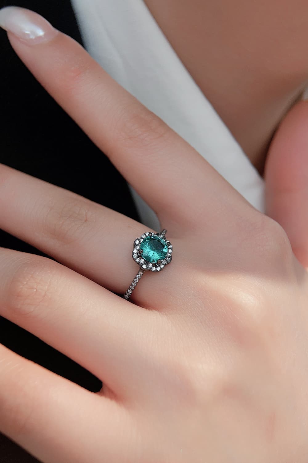 Paraiba Tourmaline Flower Shape Ring BLUE ZONE PLANET