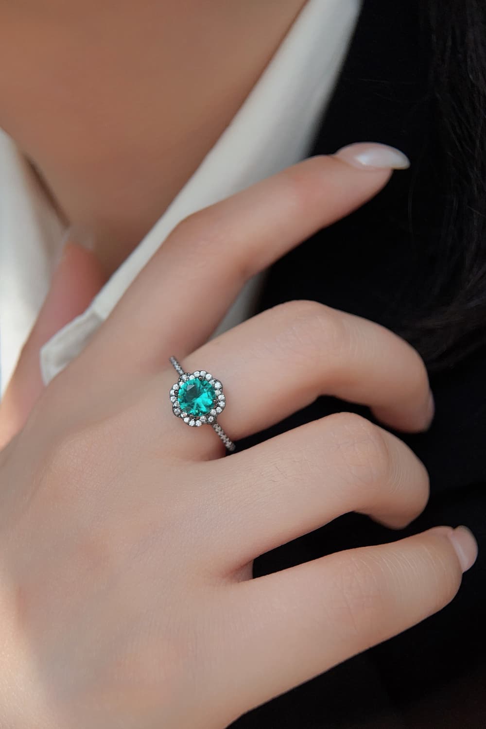 Paraiba Tourmaline Flower Shape Ring BLUE ZONE PLANET