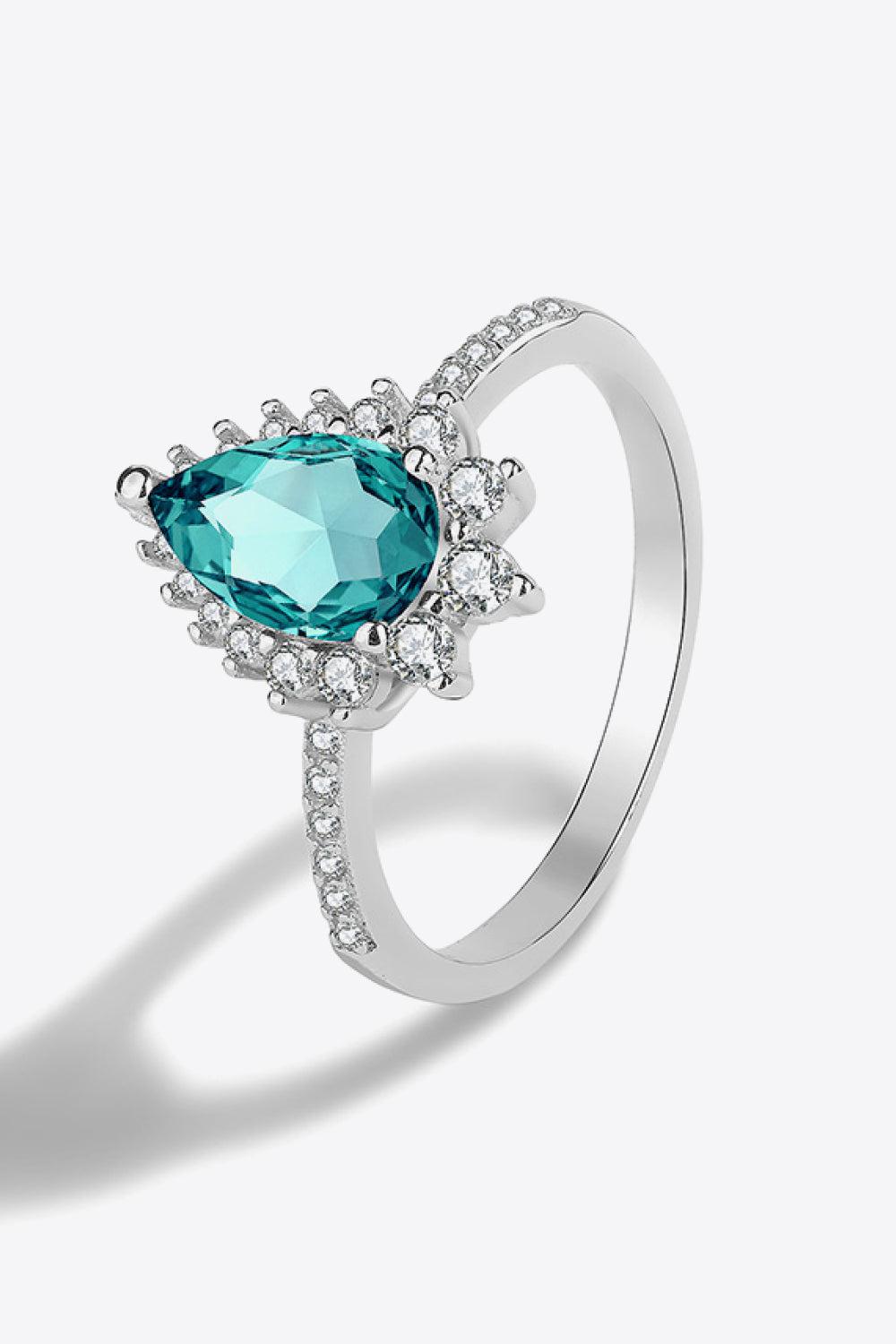 Paraiba Tourmaline Pear Shape Ring BLUE ZONE PLANET