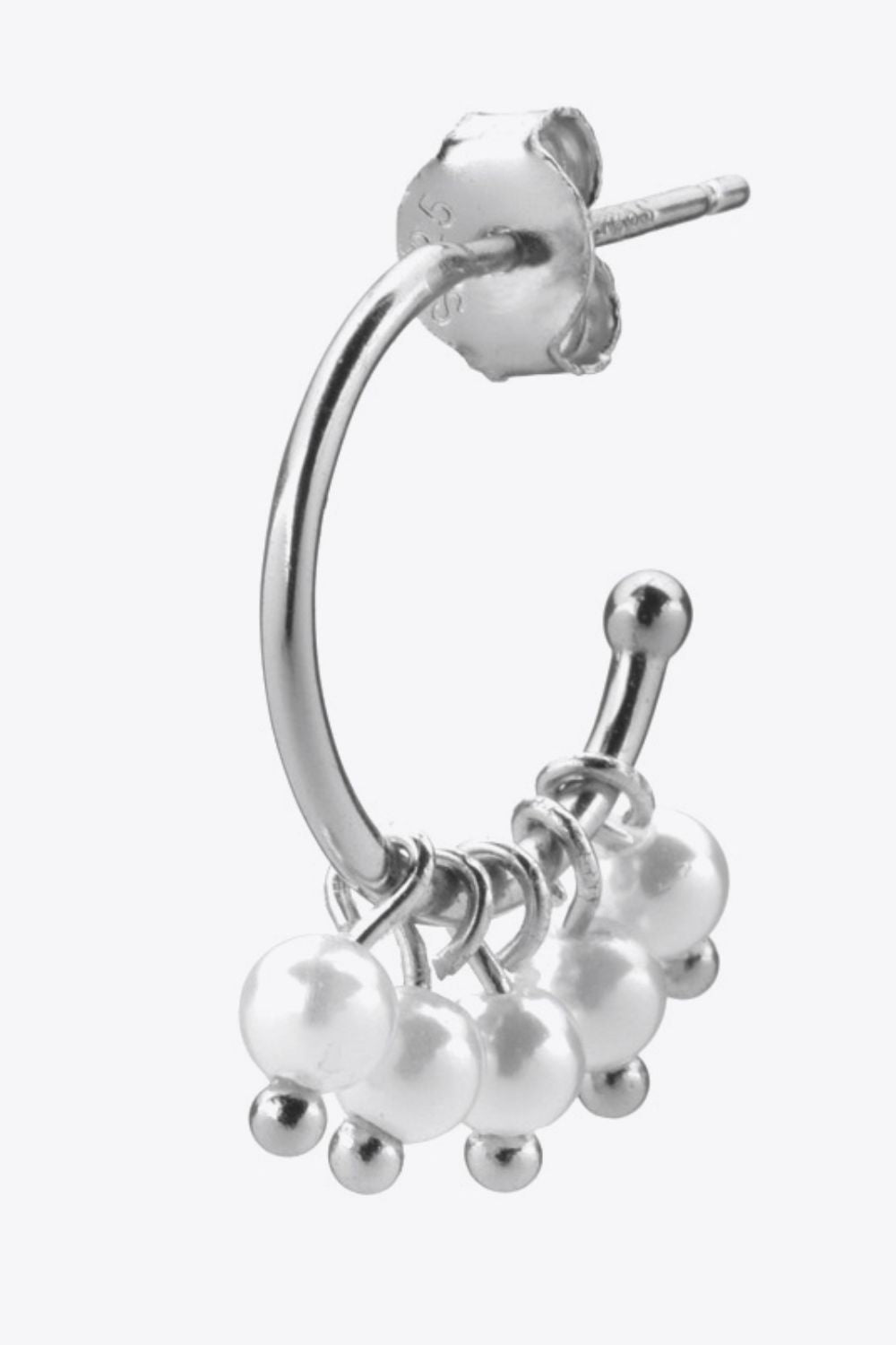 Pearl 925 Sterling Silver C-Hoop Earrings BLUE ZONE PLANET