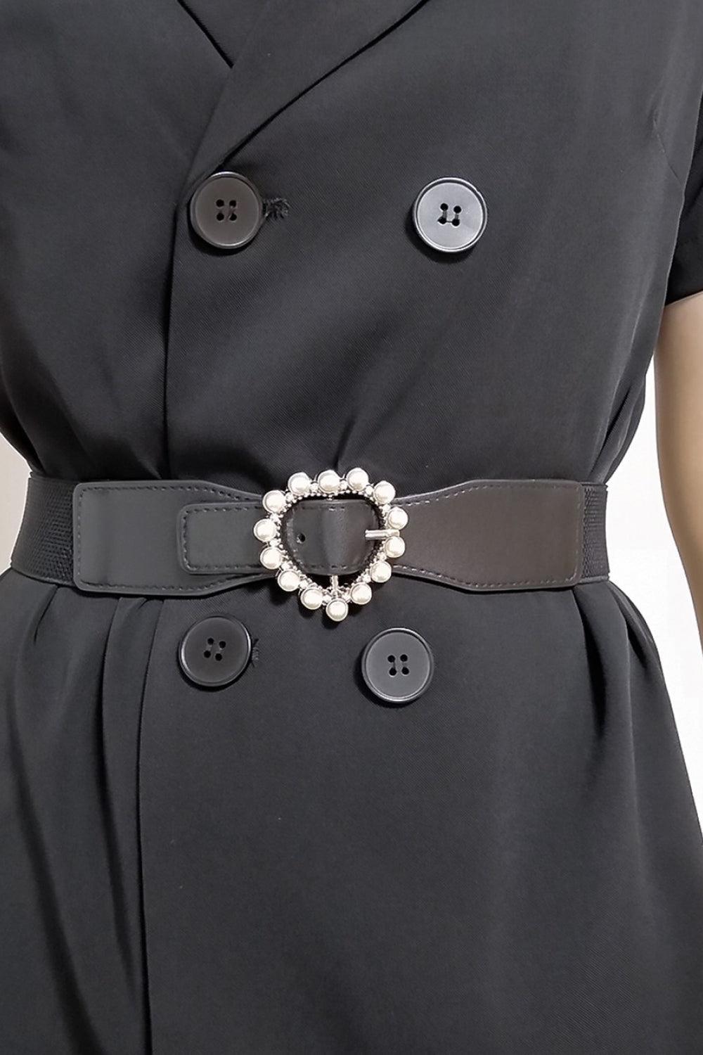 Pearl Heart Buckle Elastic Belt BLUE ZONE PLANET