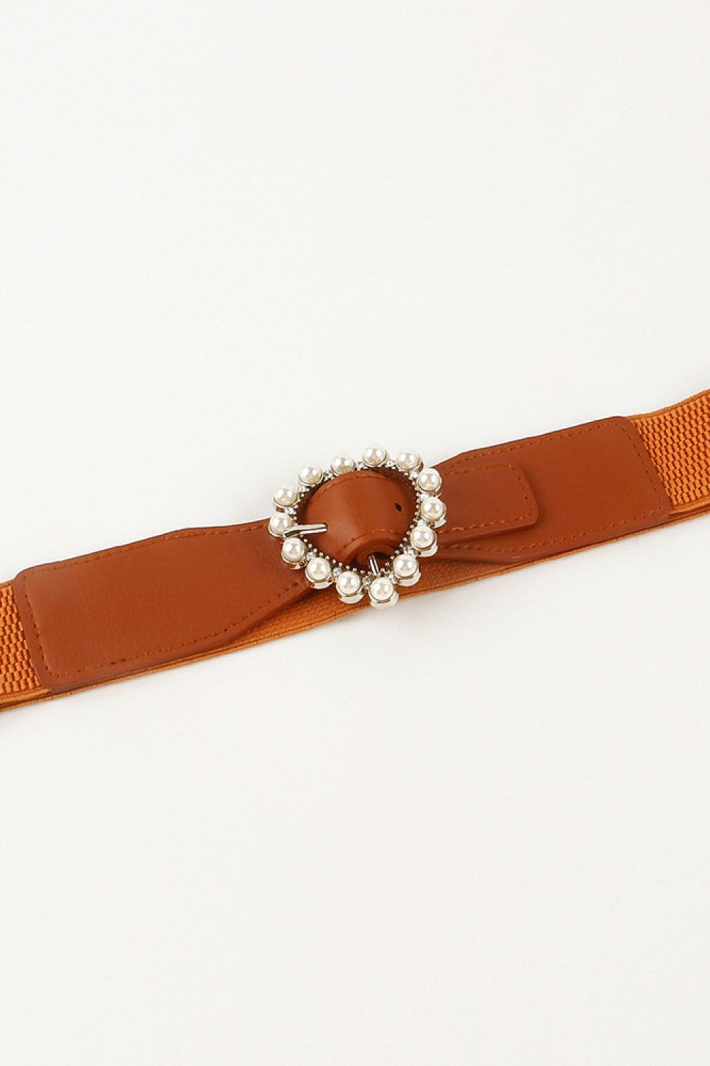 Pearl Heart Buckle Elastic Belt BLUE ZONE PLANET