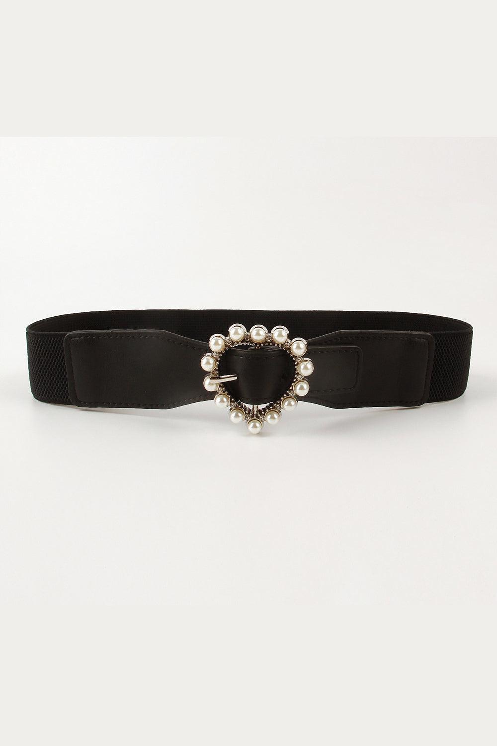 Pearl Heart Buckle Elastic Belt BLUE ZONE PLANET