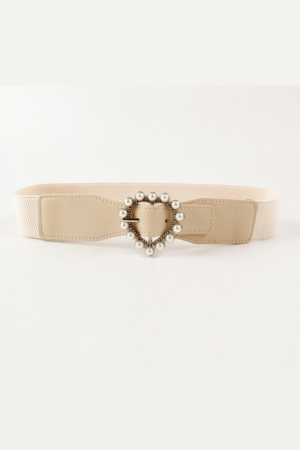 Pearl Heart Buckle Elastic Belt BLUE ZONE PLANET