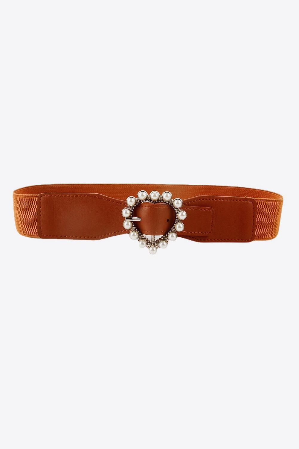 Pearl Heart Buckle Elastic Belt BLUE ZONE PLANET